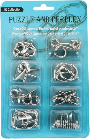 Metal Puzzle Ring Classical Metal Wire Puzzle Set Educational Mind Smart Game, Unlock Interlock Toy Perfect for Little & Adults (Orange, 8pcs) in Saudi Arabia