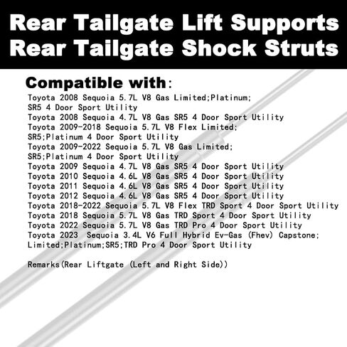 Tailgate Rear Liftgate Lift Supports Shock Struts Compatible with Sequoia 2008-2023 Sport Utility with Power Lift Gate Replace 689070C021(2PC Set) in Saudi Arabia