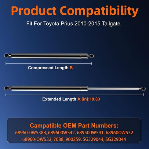 Qty (2) Liftgate Replacement Lift Support for Toyota Prius 2010-2015 Tailgate Rear Hatch, Trunk Shock Strut Fit for Toyota Prius Plug-in 2011-2015 Replace OE# 68960-0W5388, 689600W542 in Saudi Arabia