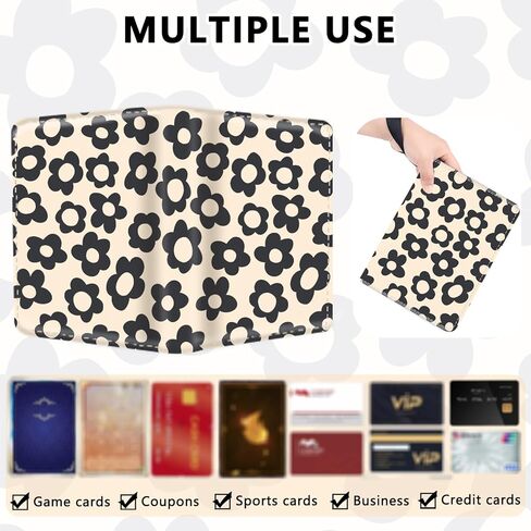 400-Card Trading Binder with 50 Removable Sleeves - Waterproof Storage for Standard Size Cards, Portable Collector Display Case (cute beige flower） in Saudi Arabia