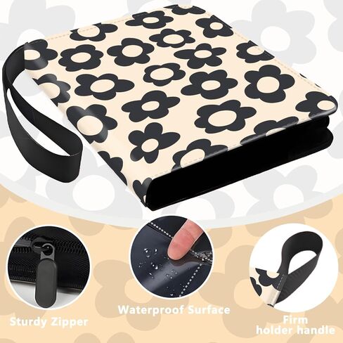 400-Card Trading Binder with 50 Removable Sleeves - Waterproof Storage for Standard Size Cards, Portable Collector Display Case (cute beige flower） in Saudi Arabia