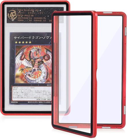 Graded Card Case Magnetic - Metal PSA Slab Bumper Premium Aluminum Alloy Slab Protector Display Case Fits 35PT PSA/CGC/CSG Graded Cards, 9-Point Magnetic Lock, UV Resistant (Red) in Saudi Arabia