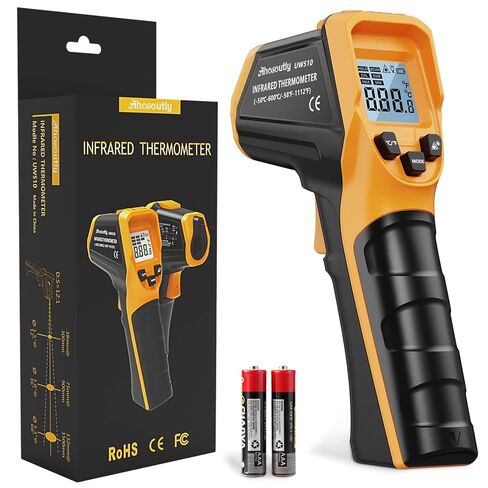AHOSOUTLY Infrared Thermometer Temperature Gun -58℉~ 1022℉ (-50℃ ~ 550℃) Non-Contact Instant-Read Digital Laser Infrared Ir Thermometer with Color Screen (Black) in Kuwait