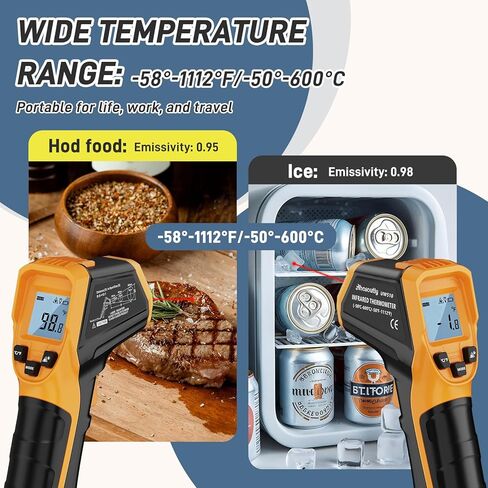 AHOSOUTLY Infrared Thermometer Temperature Gun -58℉~ 1022℉ (-50℃ ~ 550℃) Non-Contact Instant-Read Digital Laser Infrared Ir Thermometer with Color Screen (Black) in Kuwait