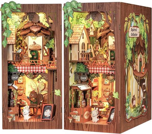 Book Nook Library Kit, DIY Miniature Dollhouse Booknook Kits for Adults Teens, Magic Bookshop 3D Wooden Puzzle Crafts Bookshelf Decor with LED Light, Gift for Family and Friends (Thames Bookstore) in Saudi Arabia