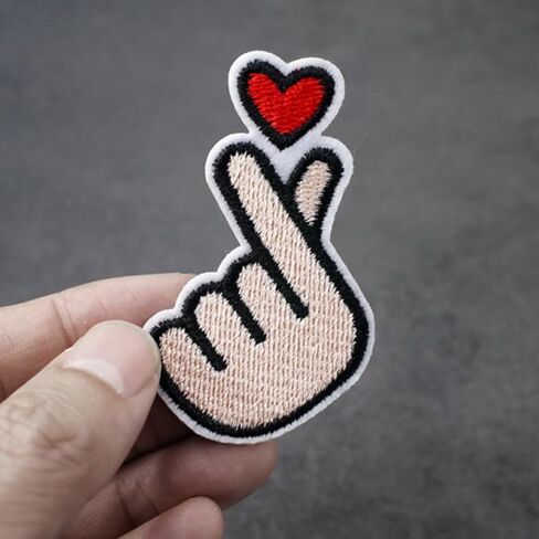 5pc Korean Finger Heart Large Sew On Embroidery Patch in Saudi Arabia