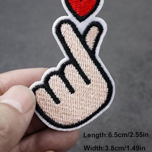 5pc Korean Finger Heart Large Sew On Embroidery Patch in Saudi Arabia