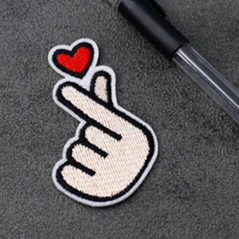 5pc Korean Finger Heart Large Sew On Embroidery Patch in Saudi Arabia