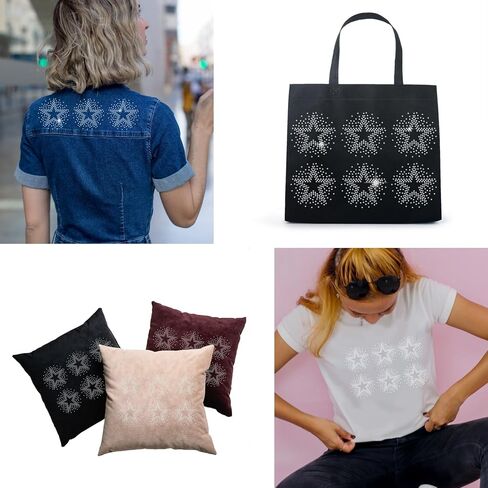 SUPERDANT 6 pcs Stars Iron on Rhinestones for Clothes Pentagram Stars Crystal Heat Transfer Stickers Iron on Decals Rhinestone Patches for T-shirt Clothing Hoodie Jackets DIY Art Craft Christmas Gifts in Saudi Arabia