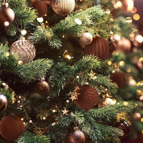 KI Store Velvet Christmas Balls Burgundy 25pcs Flocked Christmas Tree Ornaments Assortment for Xmas Tree Holiday Decor in Kuwait