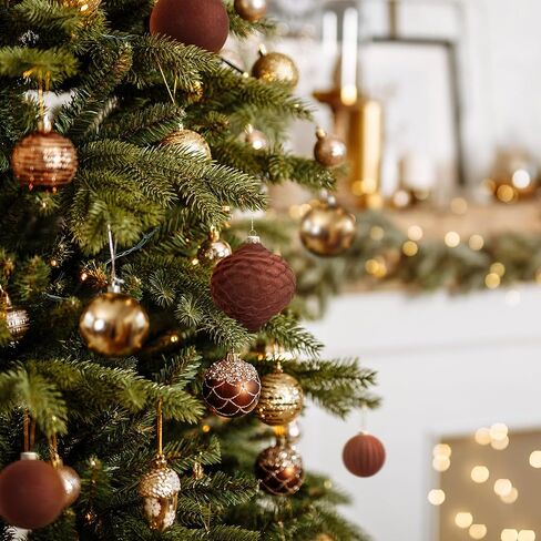 KI Store Velvet Christmas Balls Burgundy 25pcs Flocked Christmas Tree Ornaments Assortment for Xmas Tree Holiday Decor in Kuwait