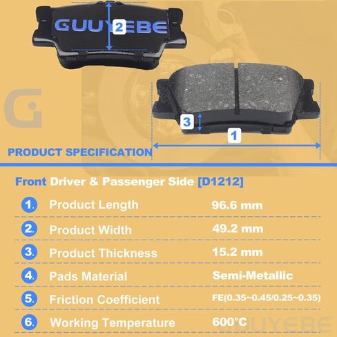 Front Brake Pads Kit, For Honda 2003-2017 Accord 2012-2021 Civic 2002-2016 CRV 2003-2008 Pilot Element Fit CRZ,For Acura 2013-2015 ILX, 914 D914 OEX914 45022SDCA10 16-914 BC914 in Saudi Arabia