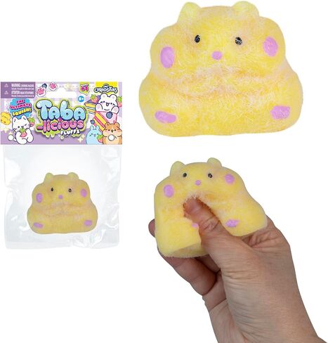 ORB Tabalicious Fluffs TABA Squishy Hamster (Yellow) - Fuzzy, Flocked, Cute Animal TABA Squishies Toys - Soft, Sticky Stress Ball Fluff Toys - Kawaii Sensory and Fidget Toys and Gifts Kids and Adults in Kuwait