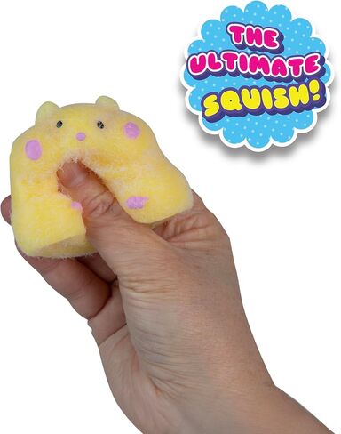 ORB Tabalicious Fluffs TABA Squishy Hamster (Yellow) - Fuzzy, Flocked, Cute Animal TABA Squishies Toys - Soft, Sticky Stress Ball Fluff Toys - Kawaii Sensory and Fidget Toys and Gifts Kids and Adults in Kuwait