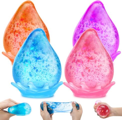 Fidget Toys Stress Cube for All Ages: 3 Pack Cube Squishies Anxiety Stress Relief, Ice Squishy Drop Malt Sugar Balls, Soft Sensory Calming Toys for Kids, Teens and Adults Party Favors, 3pcs in Saudi Arabia