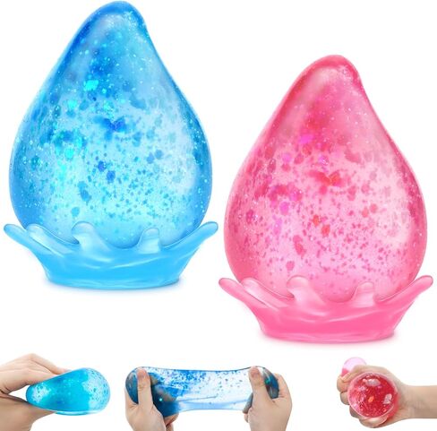Fidget Toys Stress Cube for All Ages: 3 Pack Cube Squishies Anxiety Stress Relief, Ice Squishy Drop Malt Sugar Balls, Soft Sensory Calming Toys for Kids, Teens and Adults Party Favors, 3pcs in Saudi Arabia