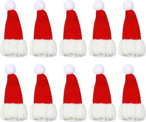 PENTA ANGEL Mini Knitting Christmas Hats 10Pcs Tiny Wool Yarn Doll Santa Hats for Wine Bottles Snowman Xmas Tree Decor in Saudi Arabia