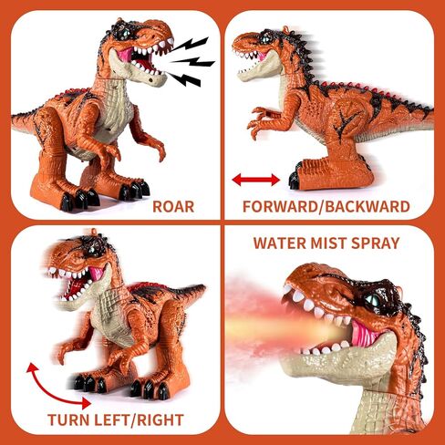 ألعاب ديناصور للتحكم عن بعد للأطفال 3-5 5-7 8-12، لعبة روبوت ديناصور المشي RC مع رذاذ رذاذ الماء، أضواء وأصوات، بطارية قابلة لإعادة الشحن، 3 4 5 6 7 8 سنوات هدية عيد ميلاد للأولاد والبنات in Kuwait