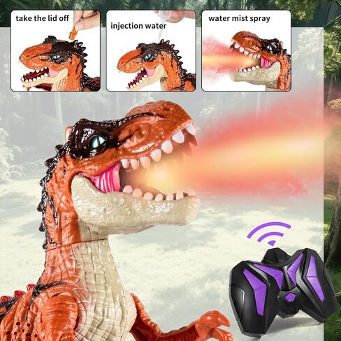 ألعاب ديناصور للتحكم عن بعد للأطفال 3-5 5-7 8-12، لعبة روبوت ديناصور المشي RC مع رذاذ رذاذ الماء، أضواء وأصوات، بطارية قابلة لإعادة الشحن، 3 4 5 6 7 8 سنوات هدية عيد ميلاد للأولاد والبنات in Kuwait