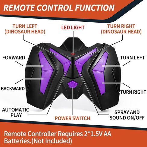 ألعاب ديناصور للتحكم عن بعد للأطفال 3-5 5-7 8-12، لعبة روبوت ديناصور المشي RC مع رذاذ رذاذ الماء، أضواء وأصوات، بطارية قابلة لإعادة الشحن، 3 4 5 6 7 8 سنوات هدية عيد ميلاد للأولاد والبنات in Kuwait