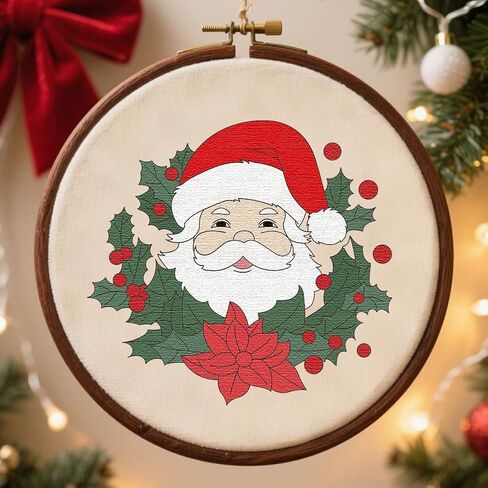 Peacoblue Water Soluble Embroidery Patterns for Beginners, Santa Claus and Crystal Ball 8 Sheets with 47pcs Wash Away Stick and Stitch Embroidery Pattern Stabilizer for Hand Sewing Women Adults in Saudi Arabia