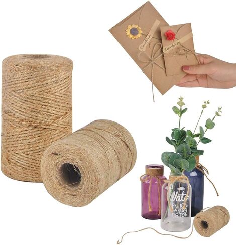 760 Feet 1mm 2ply Natural Jute Twine for Artworks and Crafts, Juke, Gift Wrapping, Garden (2 PcsX380 Feet) in Saudi Arabia