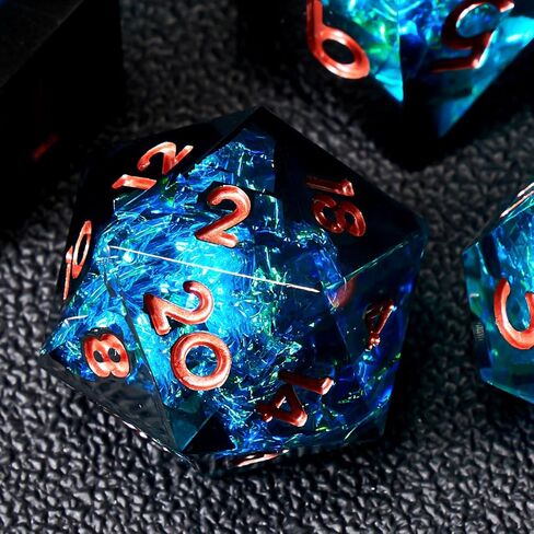 DND Dice Set, 7-Piece Polyhedral Dice in Gift Box for Dungeons & Dragons, Pathfinder & Tabletop Games, Handmade Precision Balanced RPG Dice(Blue Black) in Saudi Arabia