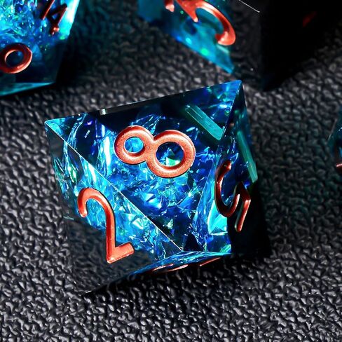 DND Dice Set, 7-Piece Polyhedral Dice in Gift Box for Dungeons & Dragons, Pathfinder & Tabletop Games, Handmade Precision Balanced RPG Dice(Blue Black) in Saudi Arabia