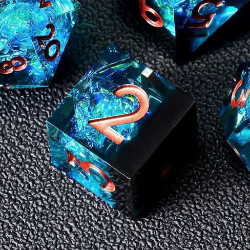 DND Dice Set, 7-Piece Polyhedral Dice in Gift Box for Dungeons & Dragons, Pathfinder & Tabletop Games, Handmade Precision Balanced RPG Dice(Blue Black) in Saudi Arabia