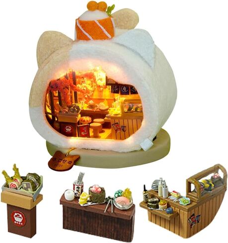 3D Wooden Book Stand Puzzle DIY Dollhouse Wood Nook Model Building Kit with LED Light for Adults to Build Creativity Christmas Halloween in Kuwait