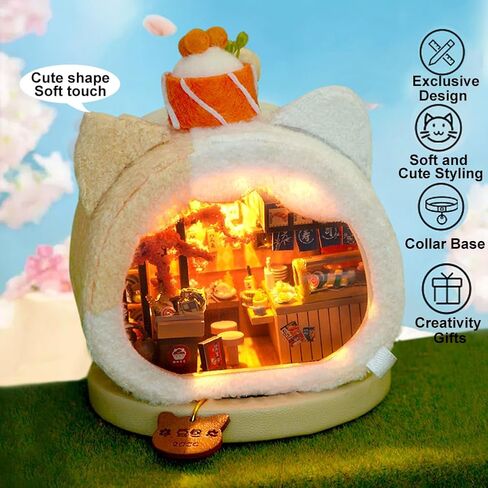 3D Wooden Book Stand Puzzle DIY Dollhouse Wood Nook Model Building Kit with LED Light for Adults to Build Creativity Christmas Halloween in Kuwait