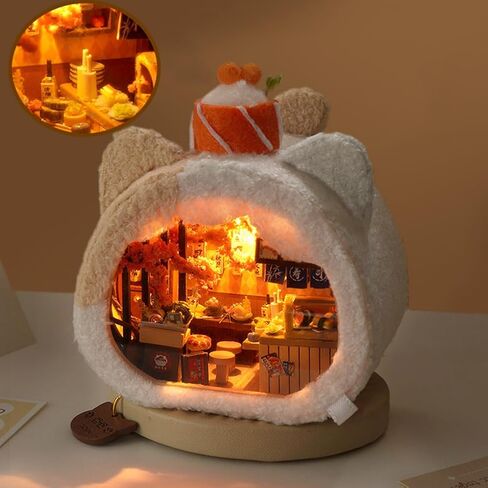 3D Wooden Book Stand Puzzle DIY Dollhouse Wood Nook Model Building Kit with LED Light for Adults to Build Creativity Christmas Halloween in Kuwait