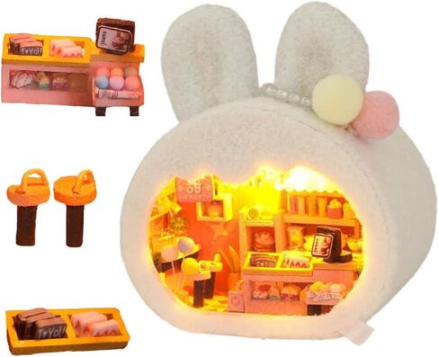 3D Wooden Book Stand Puzzle DIY Dollhouse Wood Nook Model Building Kit with LED Light for Adults to Build Creativity Christmas Halloween in Kuwait