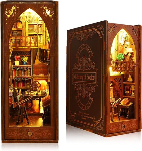 DIY Book Nook Kit Magic - Wizard and Cat Book Nook Kits for Adults, 3D Wooden Puzzle Miniature Fantasy Witch Potion Room Theme Bookshelf Decor, Creative DIY Craft for Teens in Saudi Arabia