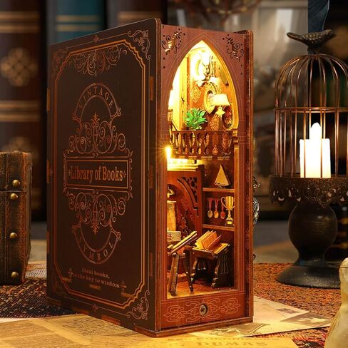 DIY Book Nook Kit Magic - Wizard and Cat Book Nook Kits for Adults, 3D Wooden Puzzle Miniature Fantasy Witch Potion Room Theme Bookshelf Decor, Creative DIY Craft for Teens in Saudi Arabia