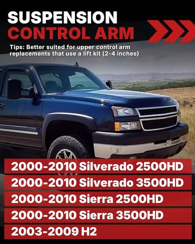 2-4" Front Upper Control Arms For 2000-2010 Silverado Sierra 2500HD 3500HD 2003-2009 H2 with Ball Joint, 2PCS Adaption 2-4" Lift Suspension Kit Adjustable Control Arm in Saudi Arabia