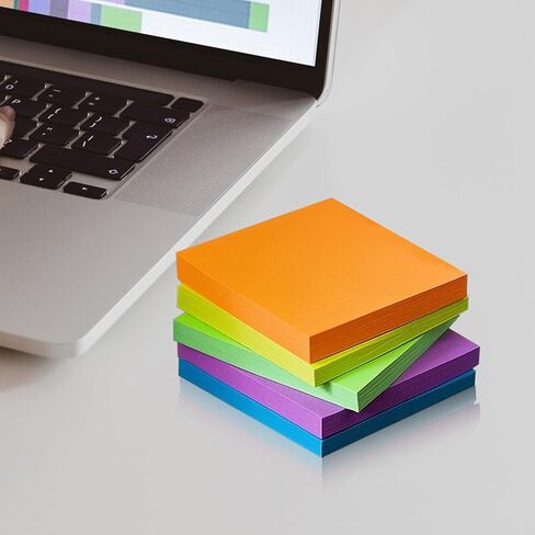 5PCS Sticky Notes, Bright Colors Self-Stick Notes, Easy to Post for School, Office Supplies, Desk Accessories(Rose Red,Orange,Yellow,Blue,Dark Purple) in Saudi Arabia