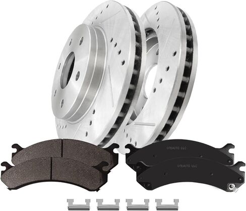 PM Auto Set of 6 Front 304.8mm Drilled Slotted Disc Brake Rotors-Ceramic Brake Pad kit Replacement For 2005-2008 Chevrolet Express 2500 in Saudi Arabia