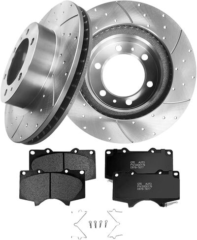 PM Auto Set of 6 Front 319mm Drilled Slotted Brake Disc Rotors-Ceramic Brake Pad Kit Replacement For 2003-2009 Toyota 4Runner in Saudi Arabia