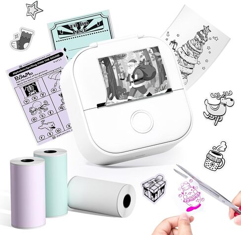Memoqueen T02 Mini Printer, Transparent Thermal Sticker Print Pods, Bluetooth Portable Printers, Fun Creation Gifts for Holiday, DIY Travel, Memos, Study Notes, Compatible with iOS & Android, Pink in Kuwait