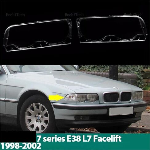 Car Transparent Housing Front Headlights Lens Shell Cover Glass Lampcover Lampshade Compatible For BMW 7 Series E38 L7 Facelift 1998-2002 in Saudi Arabia