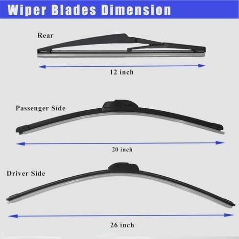 AUCERAMIC Windshield Wiper Blades Fit for Toyota Sienna 2021 2022 2023 2024, All Weather Front Rear Wipers Blades Set - 26"/20"/12" (Pack of 3) in Saudi Arabia
