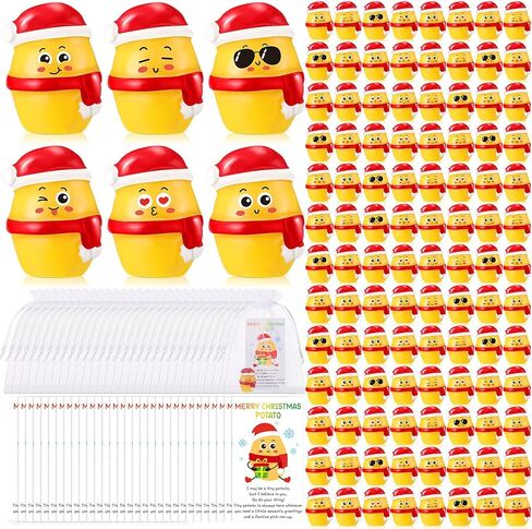50 Sets Christmas Potato Gifts for Coworker Positive Mini Resin Potato Ornament with Santa Hat Employee Appreciation Gifts with Emotion Support Cards for Coworker Funny Office Staff Team in Saudi Arabia