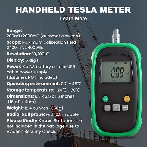 AMTAST TES12A غاوس تسلا تستر الرقمية غاوس متر سطح المجال المغناطيسي متر المعادن التحقيق Guassmeter مع وظيفة Ns in Kuwait