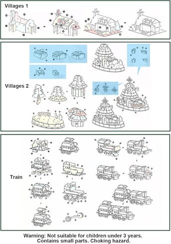 Christmas 3D Puzzle Set - 2 Xmas Villages & 1 Train Model, No-Glue, Pre-Cut Board, DIY Foam Board Craft Kit for Family Activities, Home Decor and Gift in Saudi Arabia