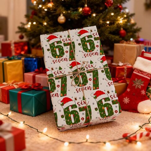 67 ورق تغليف عيد الميلاد، 67 ميمي غلاف هدايا عيد الميلاد، سانتا 67 ميمي تغليف الهدايا، غلاف هدايا فريد لعيد الميلاد، عيد الميلاد، العطلات، متعة الحفلات الاحتفالية لتغليف الهدايا (أبيض) in Kuwait