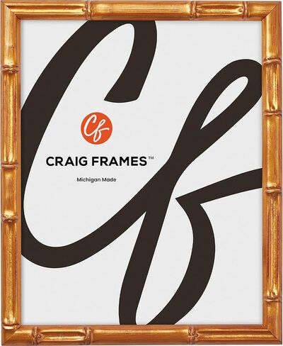 Craig Frames Faux Bamboo, 11x14 Picture Frame Matted for an 8x10 Photo, Vintage Gold in Saudi Arabia