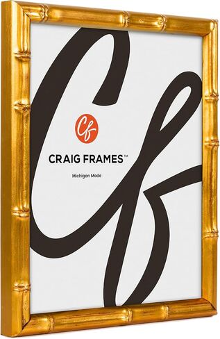 Craig Frames Faux Bamboo, 11x14 Picture Frame Matted for an 8x10 Photo, Vintage Gold in Saudi Arabia