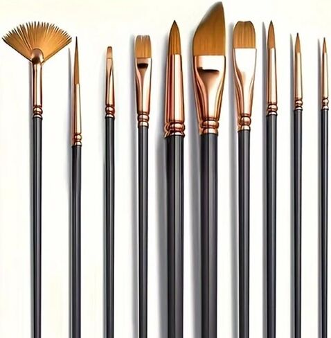 Premium Artists Paintbrush Sets – 12PCS Fine Point Bristle Nylon Brushes for Oil, Acrylic, Watercolor & Gouache in Saudi Arabia