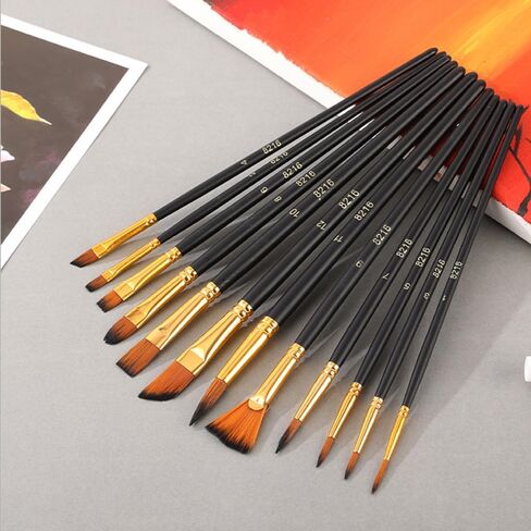 Premium Artists Paintbrush Sets – 12PCS Fine Point Bristle Nylon Brushes for Oil, Acrylic, Watercolor & Gouache in Saudi Arabia